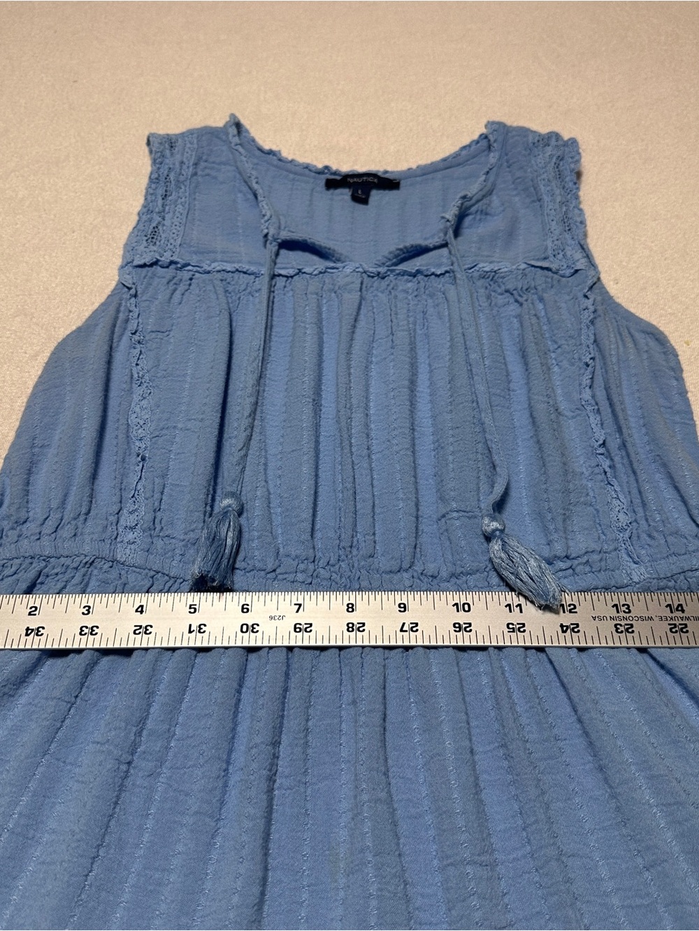 Nautica Sky Blue Tiered Sleeveless Midi Dress - Picture 2 of 4